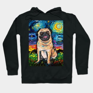 Happy Fawn Pug Starry Night Hoodie